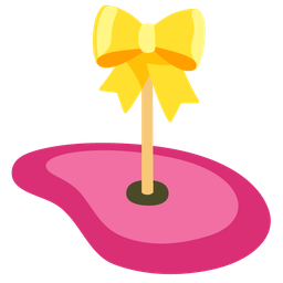 heart with ribbon and flag in hole