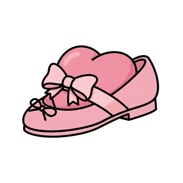 Heart with ribbon and Flat shoe