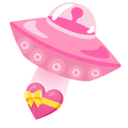 heart with ribbon and flying saucer