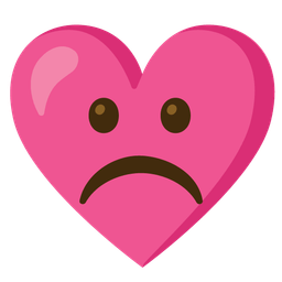 heart with ribbon and frowning face