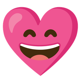 Heart with ribbon and Grinning face with smiling eyes