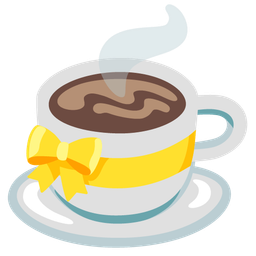 heart with ribbon and hot beverage