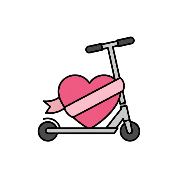 Heart with ribbon and Kick scooter
