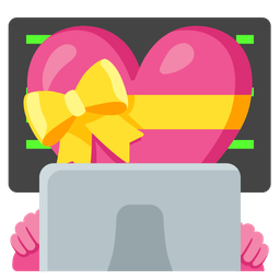 heart with ribbon and laptop