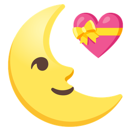 heart with ribbon and last quarter moon face