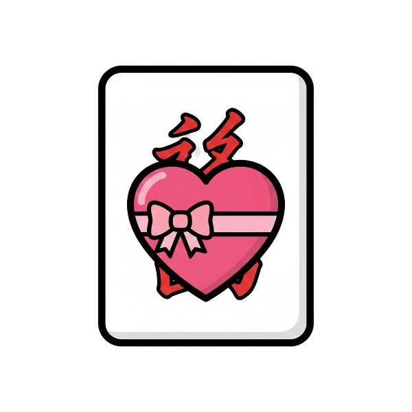 Heart with ribbon and Mahjong red dragon