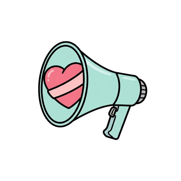 Heart with ribbon and Megaphone