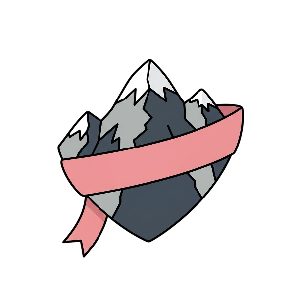 Heart with ribbon and Mountain