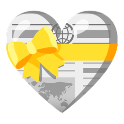 heart with ribbon and newspaper