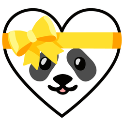 heart with ribbon and panda