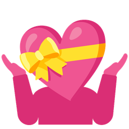 heart with ribbon and person shrugging