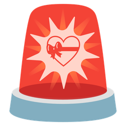 heart with ribbon and police car light