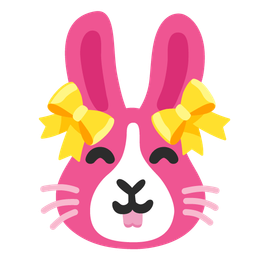 heart with ribbon and rabbit face