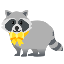 heart with ribbon and raccoon