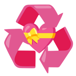 heart with ribbon and recycling symbol