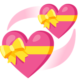 heart with ribbon and revolving hearts