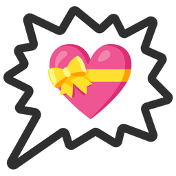 heart with ribbon and right anger bubble