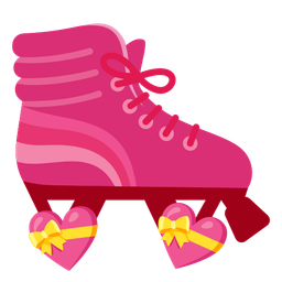 heart with ribbon and roller skate