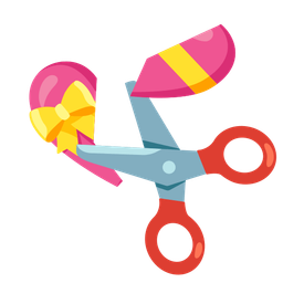 heart with ribbon and scissors