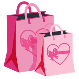 heart with ribbon and shopping bags