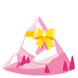 heart with ribbon and snow-capped mountain