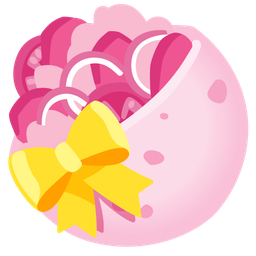 heart with ribbon and stuffed flatbread