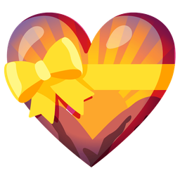 heart with ribbon and sunrise over mountains