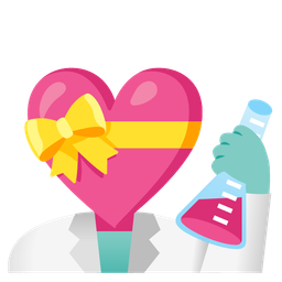 heart with ribbon and test tube