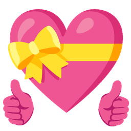 heart with ribbon and thumbs up
