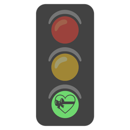 heart with ribbon and vertical traffic light