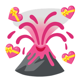 heart with ribbon and volcano