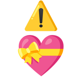 heart with ribbon and warning