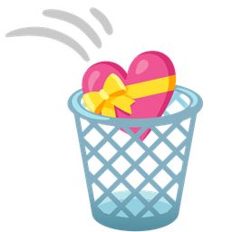 heart with ribbon and wastebasket