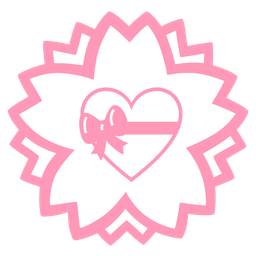 Heart with ribbon and White flower