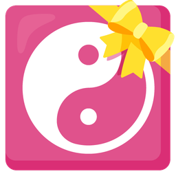 heart with ribbon and yin yang