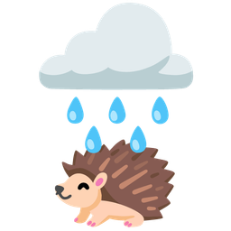 Hedgehog and Cloud with rain