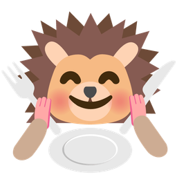 Hedgehog and Fork and knife with plate
