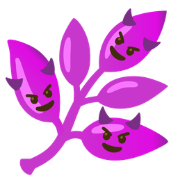 herb and smiling face with horns