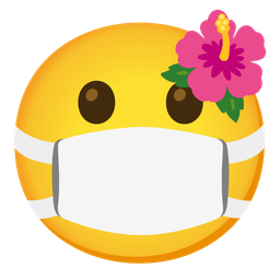 hibiscus and face with medical mask