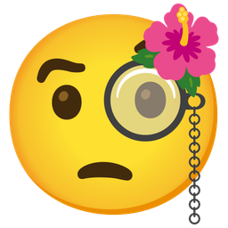 hibiscus and face with monocle