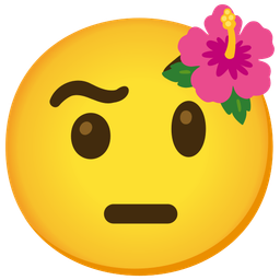 hibiscus and face with raised eyebrow
