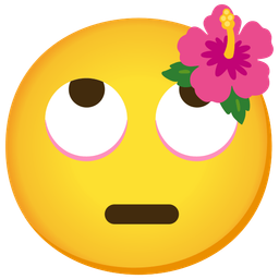 hibiscus and face with rolling eyes