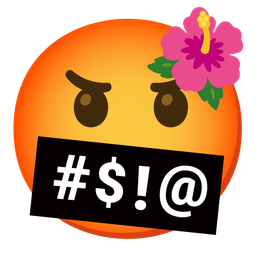 hibiscus and face with symbols on mouth