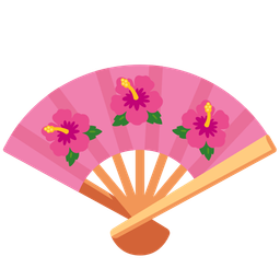 hibiscus and folding hand fan