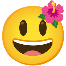 Hibiscus and Grinning face with big eyes