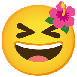 Hibiscus and Grinning squinting face