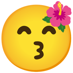 Hibiscus and Kissing face with smiling eyes