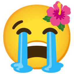 hibiscus and loudly crying face