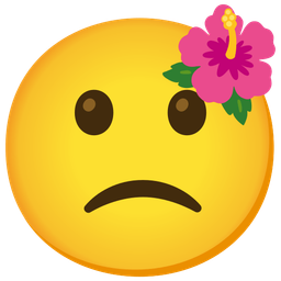 hibiscus and slightly frowning face