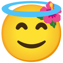 Hibiscus and Smiling face with halo